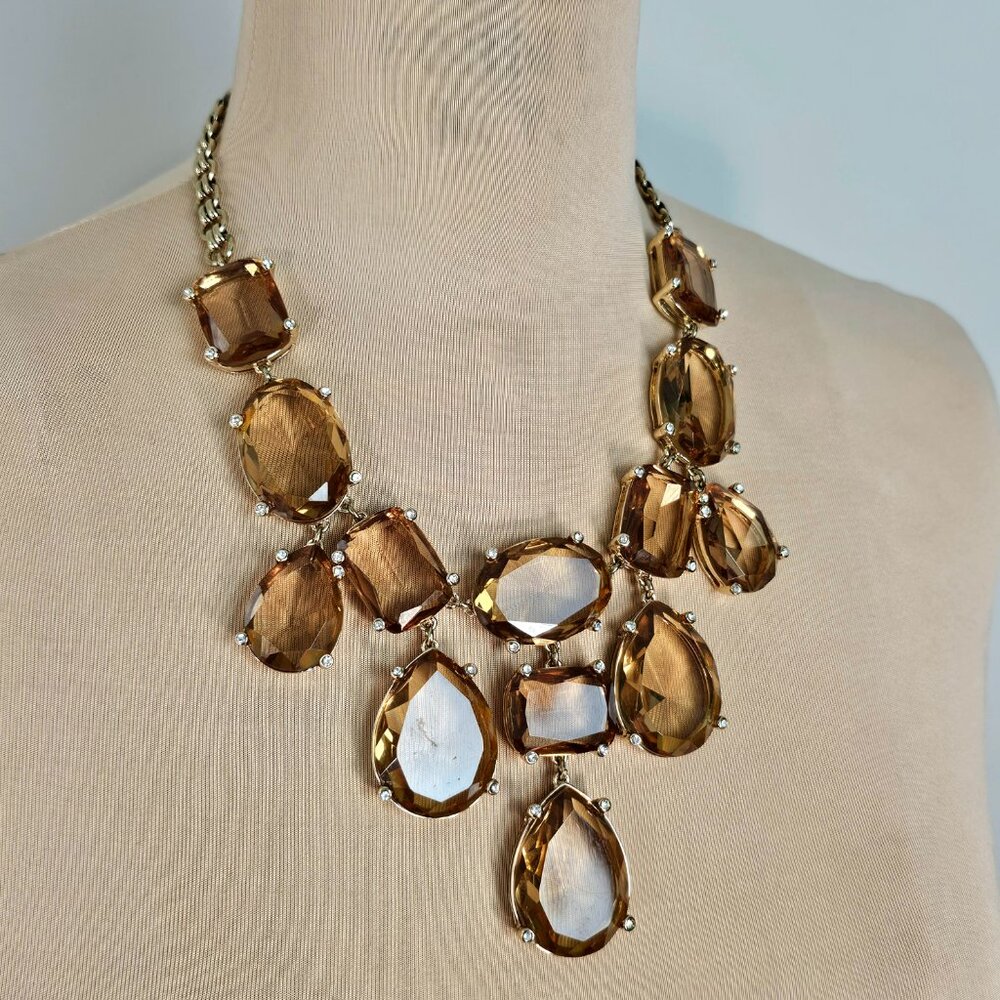 Banana Republic Gold Crystal Chunky Chain Necklace Adjustable Statement Collar